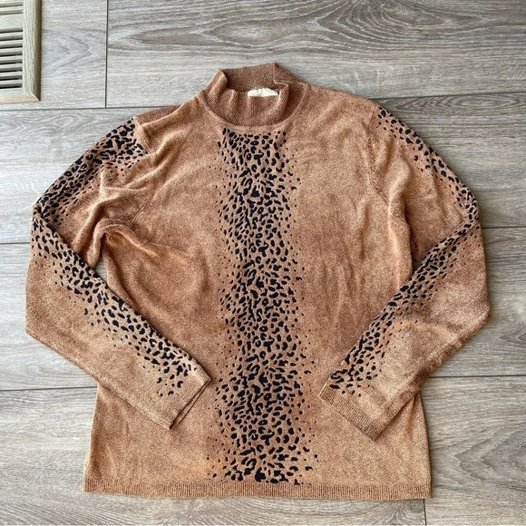 Vintage Tradition Leopard  Print Soft High Neck Sweater - Picture 4 of 15